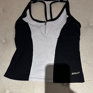 Black and White Racerback Tank Top strap’s were altered